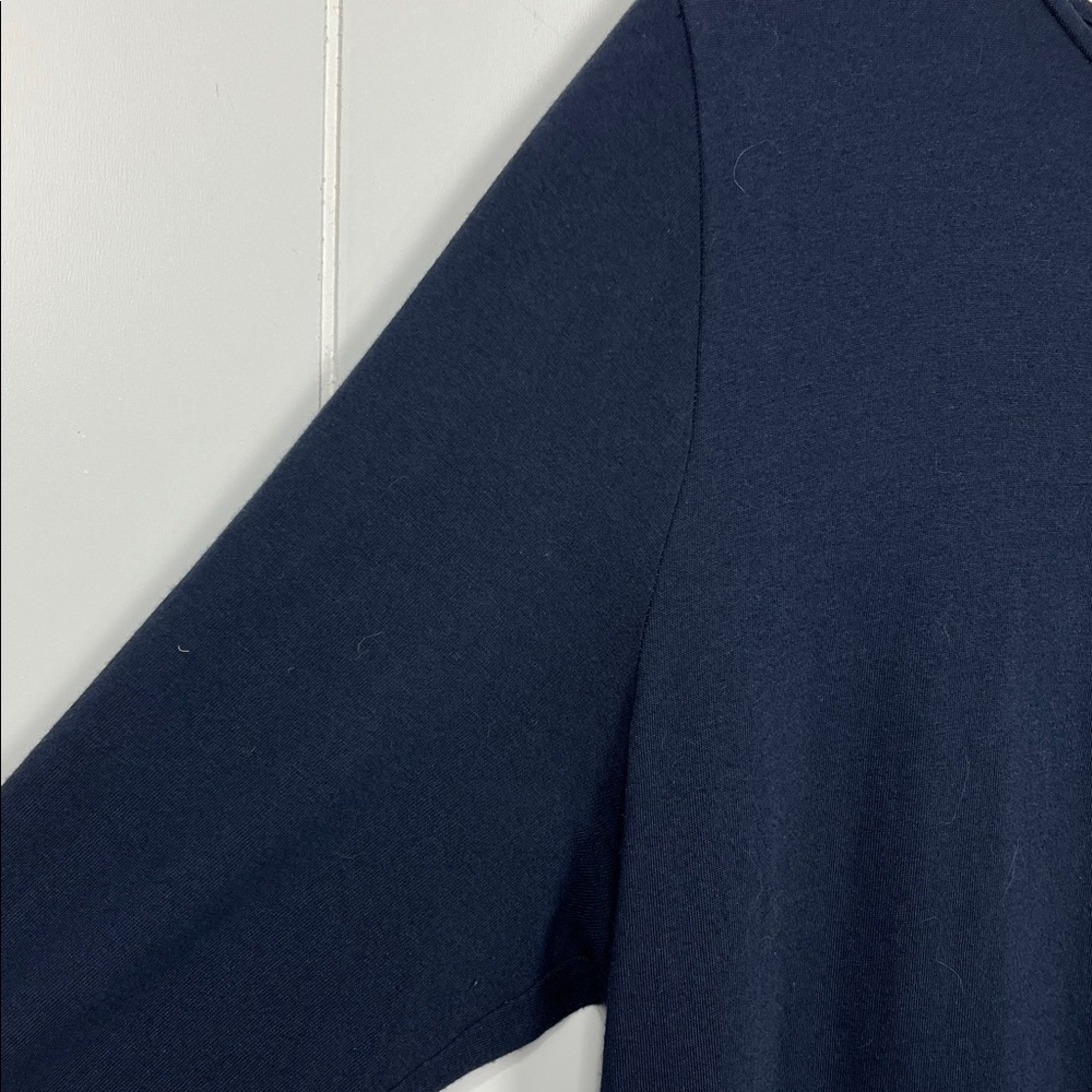 J. Jill Womens Midi Dress L Navy w/Pink & Brown Embroidery 3/4 Sleeves Pullover - Picture 3 of 11